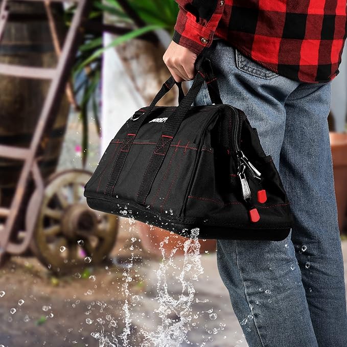 WORKPRO 16-inch Close Top Wide Mouth Tool Storage Bag with Water Proof Rubber Base, W081022A, 16"