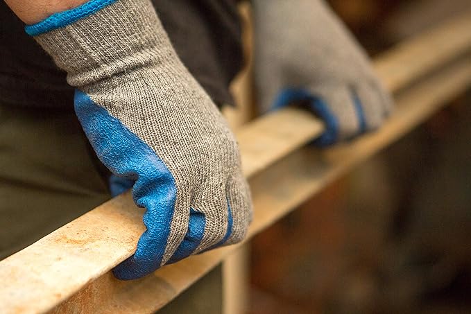 G & F Products - 3100S-10 120 Pairs Small Rubber Latex Double Coated Work Gloves for Construction, gardening gloves, heavy duty Cotton Blend Blue