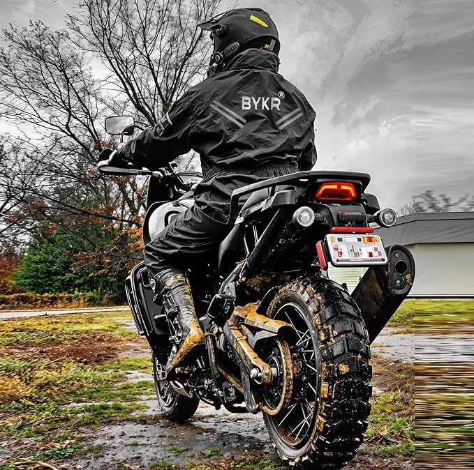 BYKR Waterproof Outdoors Motorcycle Rain Suits for Men & Women Cycling 2-Piece Breathable & Windproof Wet Weather Protection