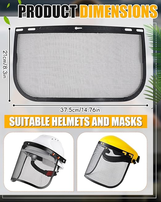 5 Pcs Faceshield Replacement Visors Steel Wire Mesh Safety Face Shield Mask for Weed Whacking Grinding Black Mesh Face Shield for Woodcutting Mowing Gardening Trimming, Headgear Not Included