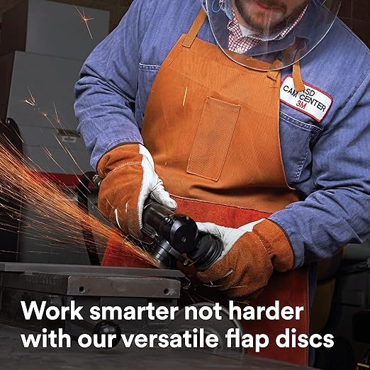 3M Flap Disc 769F, Type 27, 40+, 4-1/2 in x 7/8 in, High Performance Abrasive, Ceramic Precision-Shaped Grain Grinding and Finishing Disc, Carbon Steel, Stainless Steel