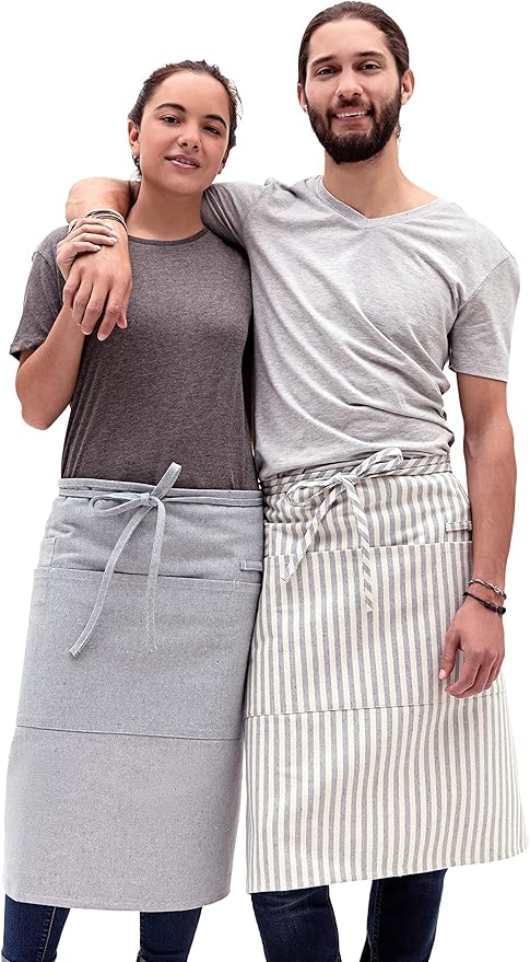 MEEMA Bistro Half Apron for Men & Women | Half Aprons for Women With Pockets | Delantales Para Meseros | Waitress Aprons | Server Apron with Pocket
