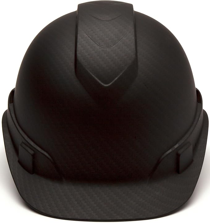 PYRAMEX Ridgeline Cap Style Hard Hat, Vented, 4-Point Ratchet Suspension, Black Graphite Pattern