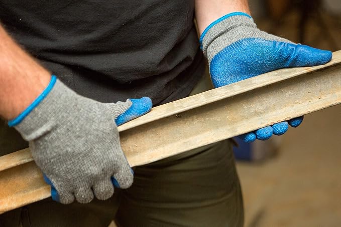 G & F Products - 3100S 12 Pairs Small Rubber Latex Double Coated Work Gloves for Construction, gardening gloves, heavy duty Cotton Blend Blue