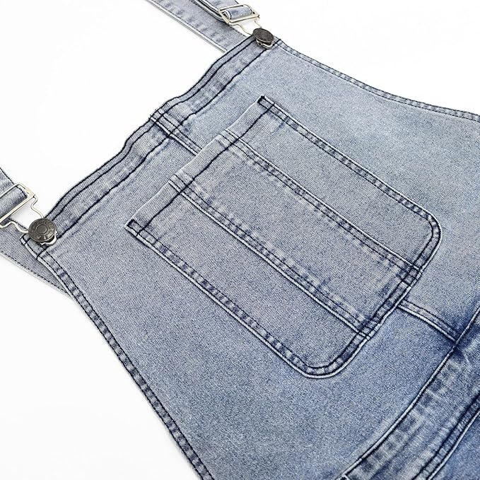 LONGBIDA Men's Denim Bib Overalls Fashion Slim Fit Jumpsuit with Pockets