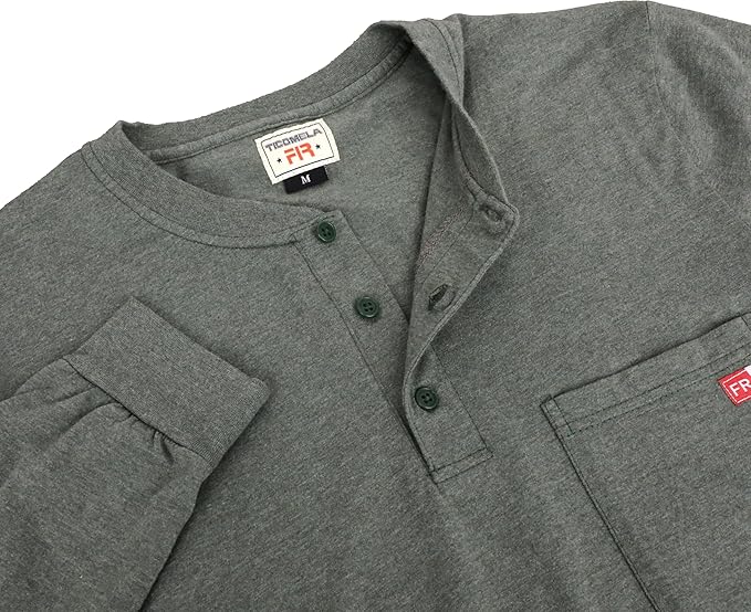 TICOMELA FR Shirts for Men Heather Series 6oz Flame Resistant T Shirt NFPA2112 CAT2 Fire Retardant Henley Shirts