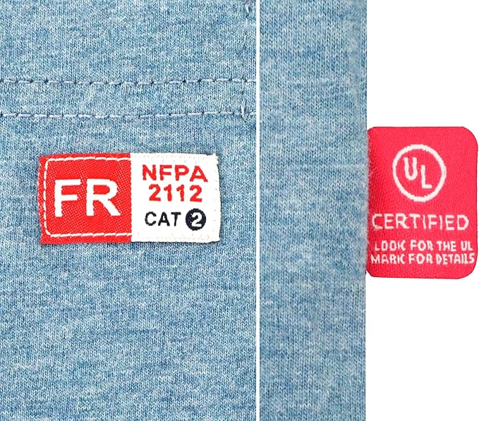 TICOMELA FR Shirts for Men Heather Series 6oz Flame Resistant T Shirt NFPA2112 CAT2 Fire Retardant Henley Shirts