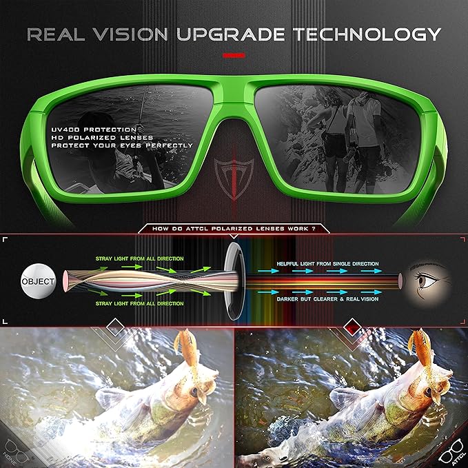 ATTCL Polarized Wrap Fishing Sunglasses Men - Driving Sports Glasses UV Protection