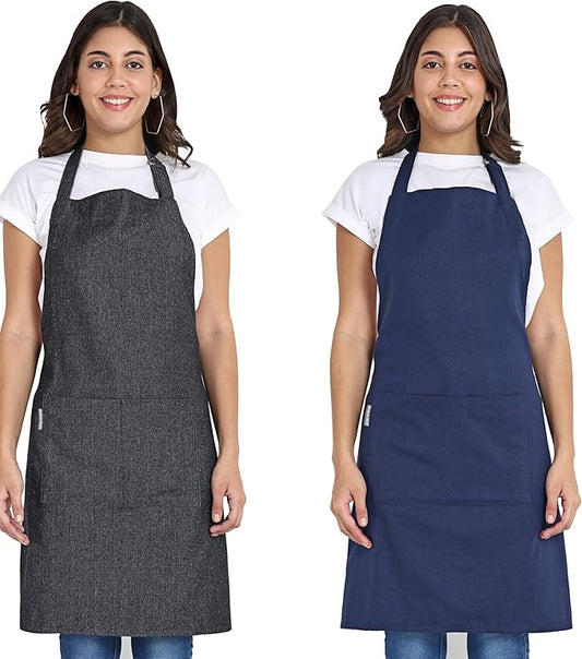Chef Apron, Recycled Cotton Kitchen Apron with an Adjustable Neck with Long Ties, for cooking, baking