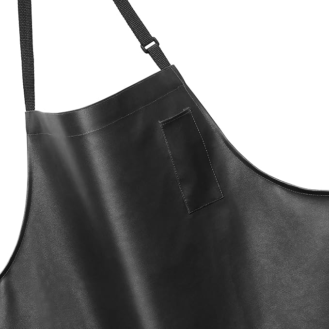 New Star Foodservice Vinyl Bib Apron with Leatherette Finish, Set of 2