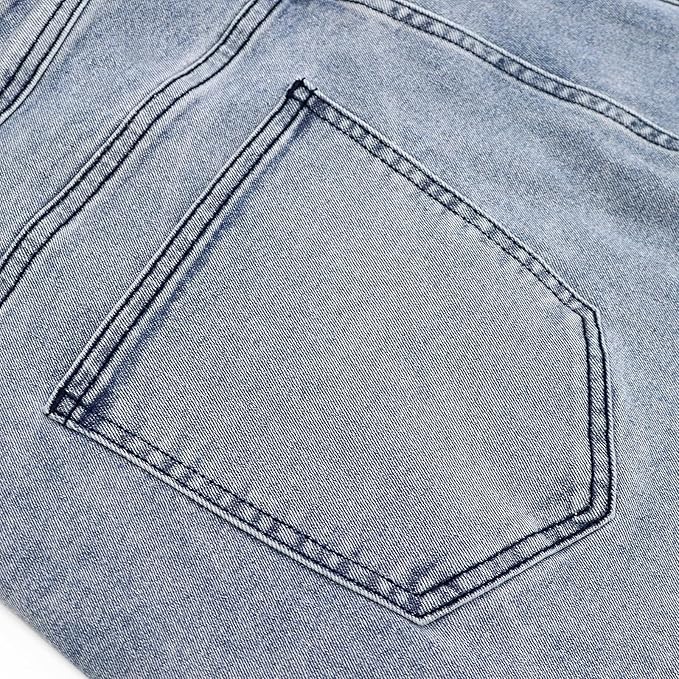 LONGBIDA Men's Denim Bib Overalls Fashion Slim Fit Jumpsuit with Pockets