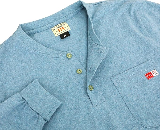TICOMELA FR Shirts for Men Heather Series 6oz Flame Resistant T Shirt NFPA2112 CAT2 Fire Retardant Henley Shirts