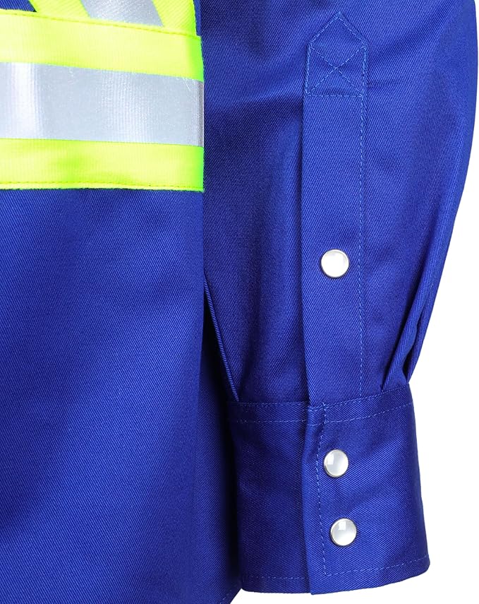 BOCOMAL FR Shirts High Visibility/Hi Vis Flame Resistant/Fire Retardant Shirt 7.5oz Men's Reflective Shirts