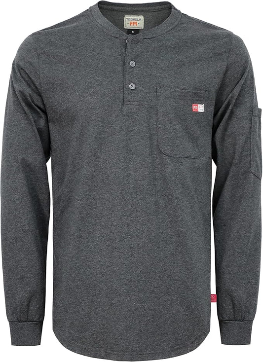 TICOMELA FR Shirts for Men Heather Series 6oz Flame Resistant T Shirt NFPA2112 CAT2 Fire Retardant Henley Shirts