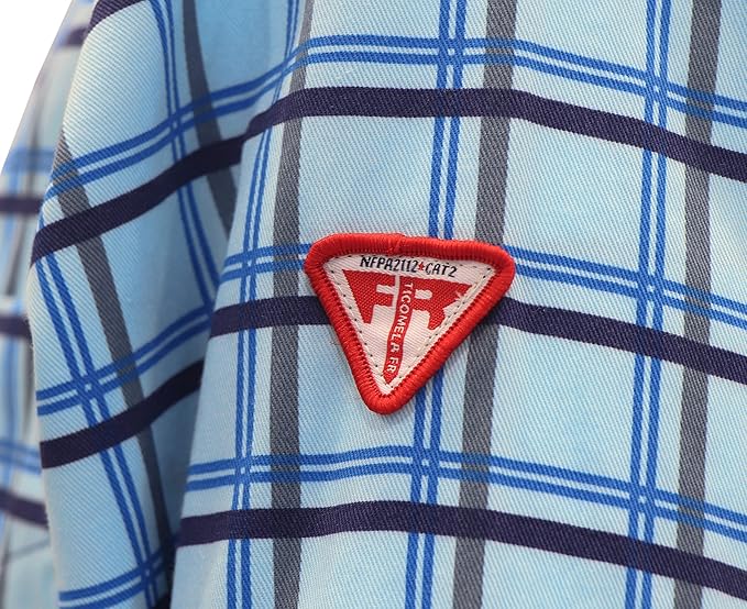 TICOMELA FR Shirt for Men Flame Resistant Shirts 6.5oz Light Weight Plaid Men's Fire Retardant Shirts