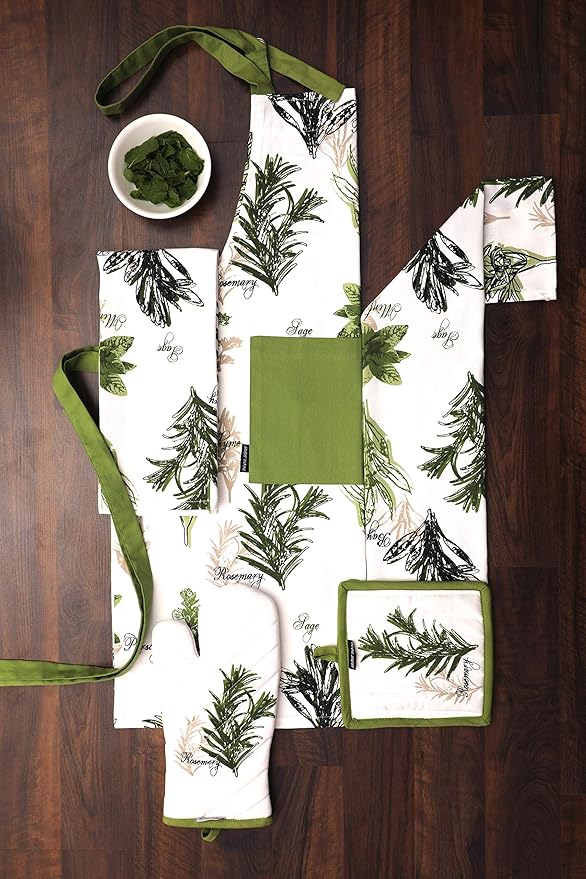 AMOUR INFINI Pot Holders Heat Resistant Cotton Set of 3 Nonslip 8"x8" Inch Hot Pads for Kitchen, BBQ, Baking & Cooking with Hanging Loops (Herb Garden)
