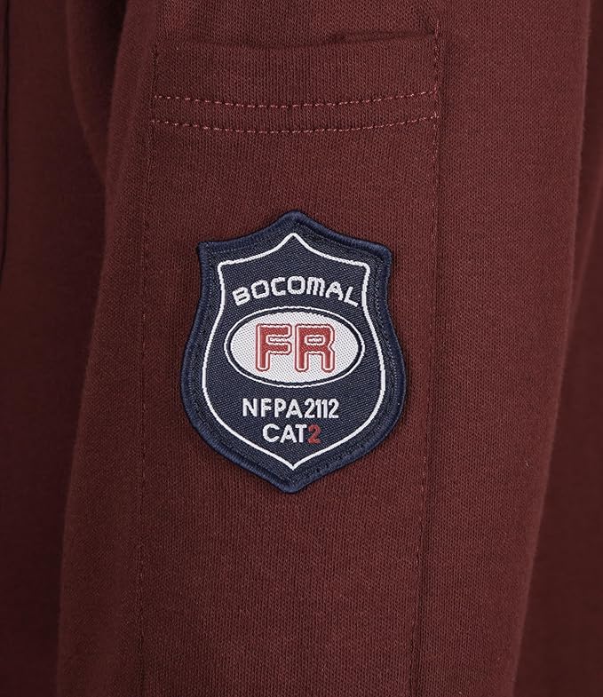 BOCOMAL FR Shirts Flame Resistant Henley Shirt NFPA2112/CAT2 7oz Men's Long Sleeve Fire Retardant Clothing
