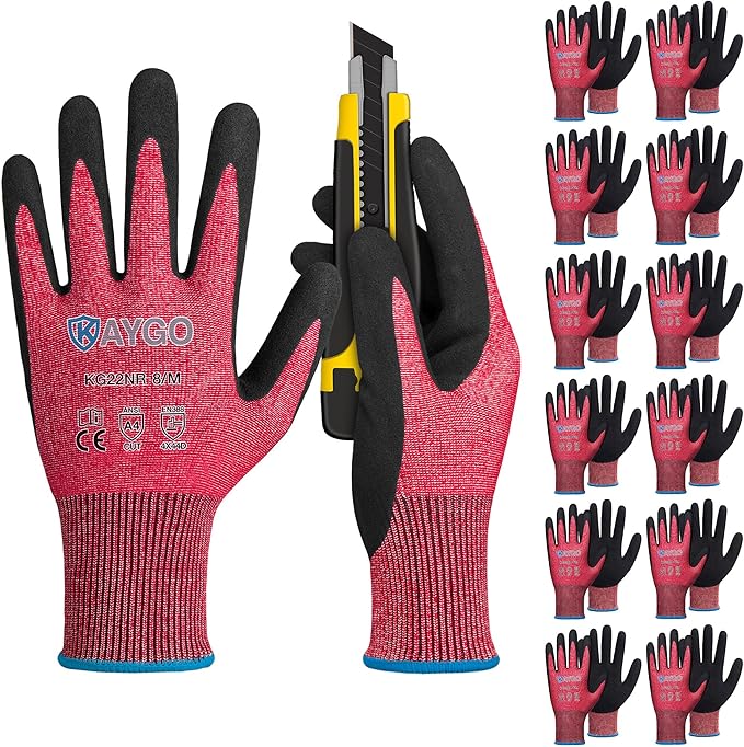 KAYGO Cut Resistant Gloves Micro Finishing Nitrile Coated,ANSI Cut Level A4,KG22NB