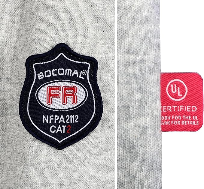 BOCOMAL FR Shirts Flame Resistant Henley Shirt NFPA2112/CAT2 7oz Men's Long Sleeve Fire Retardant Clothing