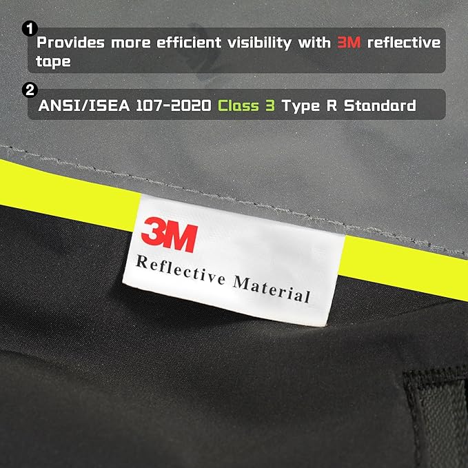 SKSAFETY Heated Safety Bomber Jacket, Class 3 Hi-Vis Waterproof Coat, 3M Reflective Tape, Work Construction Coats