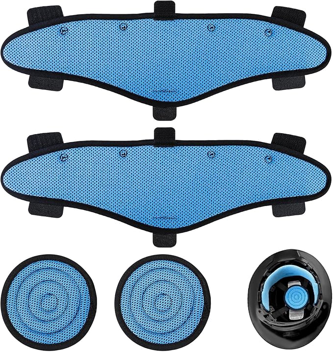 Hard Hat Top Pads and Sweatbands for Safety Helmet, Washable Hard Hat Cooling Liner Accessories Set, Suspension Sweat Band Replacement, Reusable Inserts Headband, Blue, 4 PCS