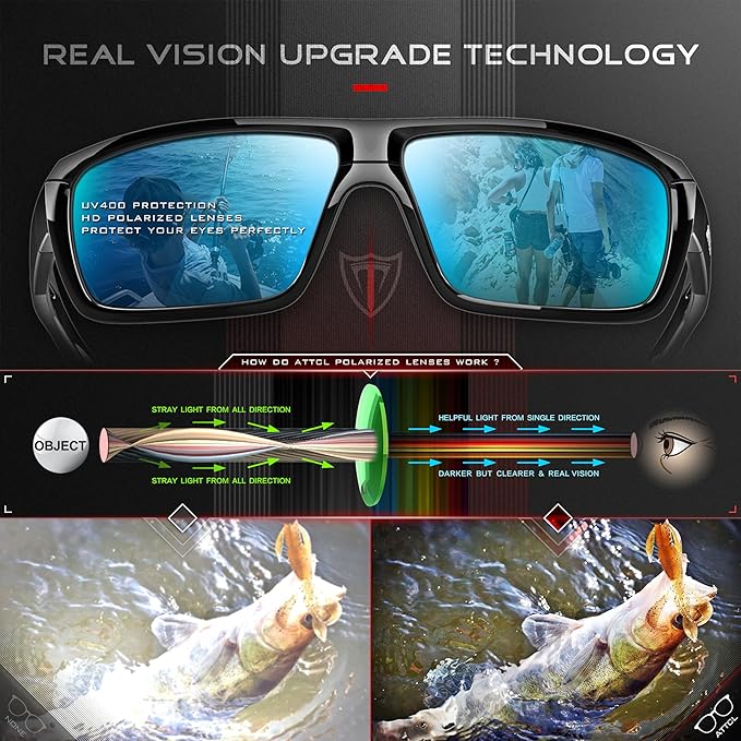 ATTCL Polarized Wrap Fishing Sunglasses Men - Driving Sports Glasses UV Protection