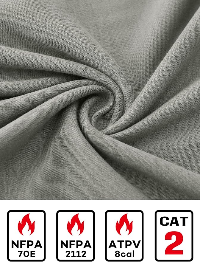 FR Shirts for Men NFPA2112 Flame Resistant Shirts 6.0oz Light Weight Long Sleeve Fire Retardant Shirts
