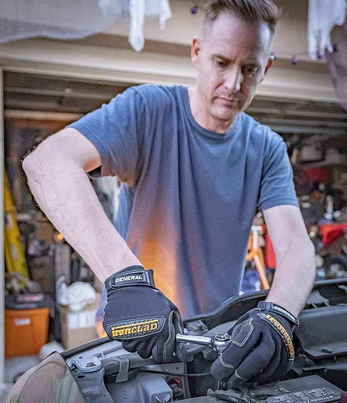 Ironclad General Utility Work Gloves GUG, All-Purpose, Performance Fit, Durable, Machine Washable (1 Pair) Black