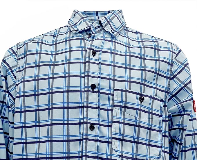 TICOMELA FR Shirt for Men Flame Resistant Shirts 6.5oz Light Weight Plaid Men's Fire Retardant Shirts