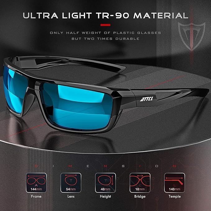 ATTCL Sports Polarized Sunglasses For Men Cycling Driving Fishing 100% UV Protection